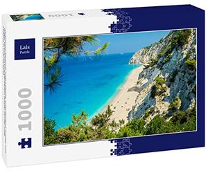 Lais Puzzle Plage d'Egremni, île de Lefkada, Grèce. Grande et Longue Plage aux eaux turquoises sur l'île de Leucade en Grèce 1000 pièces