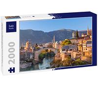 Lais Puzzle Skyline de Mostar avec Le Pont de Mostar, Les Maisons et Les Minarets, au Coucher du Soleil en Bosnie-Herzégovine 2000 pièces