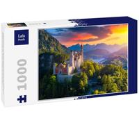 Lais Puzzle Vue aérienne du château de Neuschwanstein avec Un Paysage montagneux pittoresque près de Füssen, Bavière, Allemagne. Château de Neuschwanstein au Coucher du Soleil, Allemagne 1000 pièces