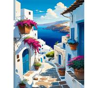 LAISLLA Peinture Numero Adulte, Kit de Peinture à l'huile sur Toile Bricolage pour Enfant, Paint by Numbers avec Peintures et Pinceaux Sans Cadre 40×50 cm (Petites villes)