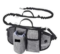 Laisse 1 ou 2 Chiens Mains Libres hydratation Absorption de Choc, Confortable pour canicross, Course à Pied, Jogging et Marche + Une gamelle Pliable Offerte ! (2 Chiens)