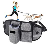 Laisse 2 Chiens double Mains Libres hydratation Absorption de Choc, Confortable, téléphone , clefs ...canicross , Course à pied