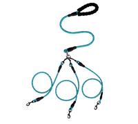 Laisse 3 en 1 pour 1/2/3 chiens, triple laisse robuste avec pivot à 360° sans nœuds, laisse en nylon solide avec poignée rembourrée pour chiens de taille moyenne et grande (bleu, 3 en 1)