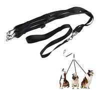 Laisse 3 en 1 pour chien en nylon durable avec poignée rembourrée, corde de traction réglable et amovible, triple coupleur de laisse pour 1/deux/trois chiens et chats pour promenade, entraînement et