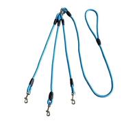 Laisse 3 voies pour chien, sans séparation, triple laisse pour la marche, la course à pied, trois petits chiens, chats, chiots - Corde de traction 3 en 1 (bleu foncé)
