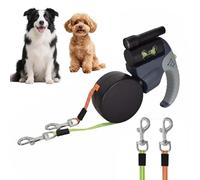 Laisse à Enrouleur pour 2 Chien, 3 Mètres Laisse Rétractable à Cordon pour Chiens Jusqu'à 15Kg, Laisse Chien Enrouleur Nylon avec Lumière pour Promenade, 360 ° sans Enchevêtrement