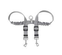 Laisse à trois têtes pour animal domestique, peut promener deux animaux en même temps, en nylon rétractable pour chien et chat (gris)