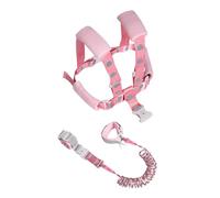 Laisse anti-perte 3 en 1 pour bébé avec verrou réfléchissant et ceinture à maillons de sécurité (rênes de baleine, rose, 1,5 m)