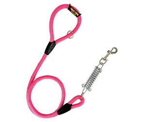 Laisse Anti-Traction pour Chien avec Ressort. Rose, 120 cm. | Corde en polyester de 12 mm avec mousqueton pivotant; pour promenade et dressage des races moyennes à géantes.