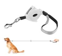 Laisse automatique pour chien - Laisse rétractable de 1,4 m - Force de traction maximale de 150 kg - PA66 + polyester - Réfléchissant 3M pour la sécurité nocturne - Pour chiens jusqu'à 25 kg - Blanc