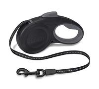 Laisse Avec Enrouleur HALTI - Laisse rétractable pour chiens avec Bande Réfléchissante et Poignée en gel souple. Nombreuses Couleurs pour Chiens de Petite à Grande Taille (Taille S, Noir, 3m)