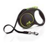 Flexi® Black Design L Sangle 5 m Noir/Vert, Laisse rétractable pour Chiens jusqu'à 50 kg