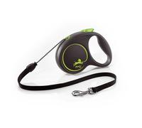 Flexi, Laisse Modèle Black Design, Version Cordon, Forme Moderne et Ergonomique, Système de Guidage perfectionné, Laisse à Enrouleur, Made in Germany, Black/Green, M - 5m
