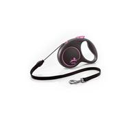Flexi Laisse rétractable Black Design M - Cordon 5 m - Pour chiens jusqu'à 20 kg - Noir/Rose