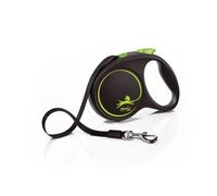 Flexi, Laisse Modèle Black Design, Version Sangle, Forme Moderne et Ergonomique, Système de Guidage perfectionné, Laisse à Enrouleur, Made in Germany, Black/Green, M - 5m