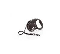 Flexi, Laisse Modèle Black Design, Version Sangle, Forme Moderne et Ergonomique, Système de Guidage perfectionné, Laisse à Enrouleur, Made in Germany, Black/Silver, S - 5m