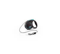 Flexi Laisse rétractable Black Design XS Cordon 5 m Noir/Bleu pour chiens jusqu'à 8 kg