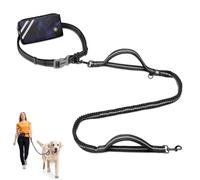 Laisse Canicross Chien, avec Sac Camouflage, Laisse Mains Libres Chien, Ceinture Canicross Jusqu'à Absorption de Choc, Confortable, Couture Réfléchissante, Idéal pour Course à Pied, Jogging et Marche