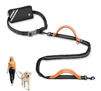 Laisse Canicross Chien, avec Sac Noir, Laisse Mains Libres Chien, Ceinture Canicross Jusqu'à Absorption de Choc, Confortable, Couture Réfléchissante, Idéal pour Course à Pied, Jogging et Marche