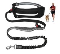 Laisse Canicross Chien, Laisse Chien de Jogging pour avec Sangle Ventrale pour Ceinture, Running, Anti-Tirons, Réfléchissant, Absorption de Choc
