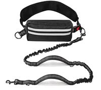 Laisse Canicross Chien, Laisse Mains Libres pour Chiens, Laisses Chien Mains Libres Élastique, Sac Banane Détachable, Double Poignée, Ceinture Réglable pour Course à Pied, Marche