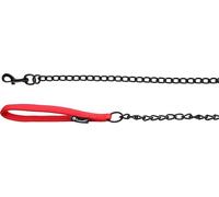 Flamingo Laisse Chaîne pour Chien Trero Rouge - 1m, 17mm - Résistante et Anti-Mordillage | Poignée Rembourrée et Mousqueton Solide