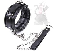 Laisse Chien Chat avec Collier, Matière Cuir, Confortable, Cadeau pour Homme Et Femme (Noir) ̣ σ α