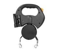 Laisse Chien - Double | Laisse rétractable pour Deux Chiens avec Rotation 360 degrés, Corde Anti-Glisse avec Lampe LED, Làisse Portable Robuste pour Marche Nuit et Parc, 1 unité, Gris Noir