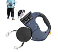Laisse Chien - Double | Laisse rétractable pour Deux Chiens avec Rotation 360 degrés, Corde Anti-Glisse avec Lampe LED, Làisse Portable Robuste pour Marche Nuit et Parc, 1 unité, Gris Noir