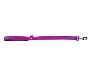 Laisse chien en nylon double avec poignée confort 60 cm mauve