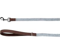 Laisse Chien - Nelson Bleu - 130cm L x 2cm l x 0,3cm H - Similicuir + Nylon - Mousqueton chromé + Anneau Accessoires - Couture renforcée