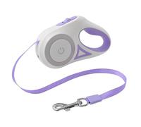 Laisse Chien Rétractable 3/5M avec Sangle Lumineuse LED De Marche Automatique À Main Anti-Enchevêtrement pour Chiots Course Sécurité Nocturne(Purple,5M)