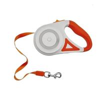 Laisse Chien Rétractable 3/5M avec Sangle Lumineuse LED De Marche Automatique À Main Anti-Enchevêtrement pour Chiots Course Sécurité Nocturne(Orange,3 M)