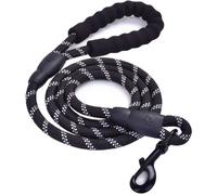 Laisse Chien - WH - Corde Réfléchissante - Poignée Rembourrée - Pour Grand Chien - Noir