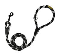 Laisse Classique en Corde pour Chien, 120 cm. Noir avec Blanc. | Corde tressée en polyester de 12 mm, résistante au quotidien, pour petits, moyens et grands chiens, fabriquée en Espagne.