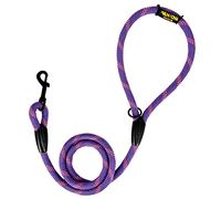 Laisse Classique en Corde pour Chien, 120 cm. Violet avec Rose. | Corde tressée en polyester de 12 mm, résistante au quotidien, pour petits, moyens et grands chiens, fabriquée en Espagne.