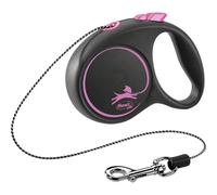 Flexi Laisse Noir Design M Corde 5m Jusqu'à 25kg Rose + Surprise gratuite pour chien