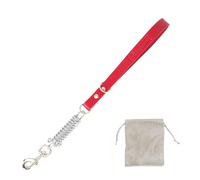 Laisse Courte Anti-Traction en Cuir avec Amortisseur à Ressort, pour Chiens Moyens et Grands, Espagne. Rouge. 45CM.