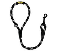 Laisse Courte en Corde pour Chien. Noir avec Blanc, 60 cm. | Corde tressée en polyester de 12 mm, solide et idéale au quotidien, pour chiens moyens et grands, fabriquée en Espagne.