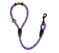 Laisse Courte en Corde pour Chien. Violet avec Rose, 60 cm. | Corde tressée en polyester de 12 mm, solide et idéale au quotidien, pour chiens moyens et grands, fabriquée en Espagne.