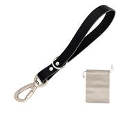 Laisse Courte en Cuir pour Chien avec Mousqueton de sécurité. Noir, 32 cm. | Fabriquée en Espagne en cuir bovin espagnol haut de gamme ; pour contrôler les grands chiens ou tenir plusieurs laisses.