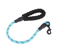Laisse Courte pour Chien 60cm, Nylon Réfléchissant Bleu | Usage Quotidien et Promenade, Équilibre Contrôle Liberté, Poignée Protégée, Métal et Caoutchouc, Animal