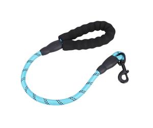 Laisse Courte pour Chien 60cm, Nylon Réfléchissant Bleu | Usage Quotidien et Promenade, Équilibre Contrôle Liberté, Poignée Protégée, Métal et Caoutchouc, Animal
