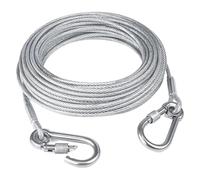 Laisse d'attache Double for Chien, Corde de Traction avec Boucle, Collier Dressage en Fil d'acier, Compatible Les Chiens d'extérieur(460cm 0.4mm)