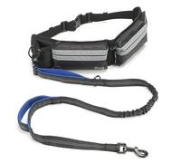 Laisse de jogging réfléchissante pour chien avec poignées rembourrées, sac de taille réglable avec laisses pour la course à pied, la marche, la promenade pour animaux de compagnie