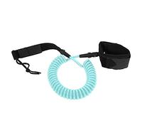 Laisse de poignet enroulée en TPU pour bodyboard, laisse de surf pour le bodyboarding, bobine de 10 pieds de diamètre 7 mm avec sangle ajustable rembourrée, accessoire de surf (Noyau bleu clair