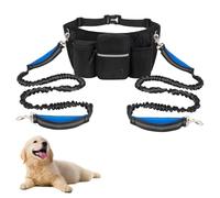 Laisse de Promenade à Main Libre avec Ceinture, Ceinture de Rangement Antichoc Réfléchissante, Corde Élastique Double avec Crochet 360°, pour Course, Randonnée et Excursion en Plein Air