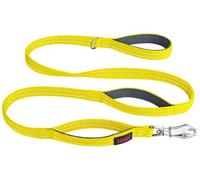 Laisse de sécurité pour Chien Halti BRIG - Laisse à Code Couleur avec Clip Ultra-Solide, Coutures Réfléchissantes, Poignées Rembourrées. Conçue pour Les Grands Chiens (Jaune Fluo, 1,5 m de Longueur)
