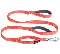 Laisse de sécurité pour Chien Halti BRIG - Laisse à Code Couleur avec Clip Ultra-Solide, Coutures Réfléchissantes, Poignées Rembourrées. Conçue pour Les Grands Chiens (Corail Fluo, 1,5 m de Longueur)