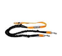 Laisse Double Amortisseur pour 2 Chiens Extensible 2-2,5m - 3 Taille: Promenade, Jogging, canicross. Garantis Deux Ans .Fabriquée en Europe (L: Poids du Chien: 30+kg, Jaune)